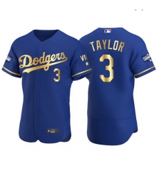 Men Los Angeles Dodgers 3 Chris Taylor Men Nike Authentic 2021 Gold Program World Series Champions MLB Jersey Royal