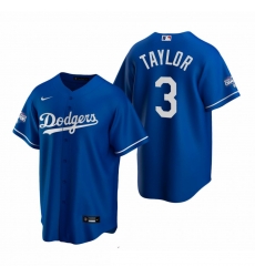 Men Los Angeles Dodgers 3 Chris Taylor Royal 2020 World Series Champions Replica Jersey