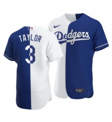 Men Los Angeles Dodgers 3 Chris Taylor Split White Blue Two Tone Jersey