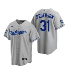 Men Los Angeles Dodgers 31 Joc Pederson Gray 2020 World Series Champions Road Replica Jersey