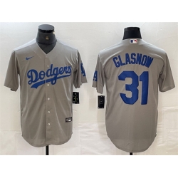 Men Los Angeles Dodgers 31 Tyler Glasnow Grey Cool Base Stitched Baseball Jersey S