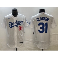 Men Los Angeles Dodgers 31 Tyler Glasnow White Flex Base Stitched Baseball Jersey