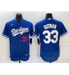Men Los Angeles Dodgers 33 James Outman Blue Flex Base Stitched Baseball Jersey