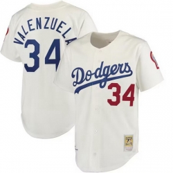 Men Los Angeles Dodgers 34 Fernando Valenzuela White Mitchell  26 Ness Stitched Baseball Jersey