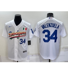 Men Los Angeles Dodgers 34 Toro Valenzuela White Cool Base Stitched Baseball Jerseys