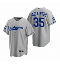 Men Los Angeles Dodgers 35 Cody Bellinger Gray 2020 World Series Champions Road Replica Jersey