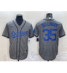 Men Los Angeles Dodgers 35 Cody Bellinger Grey Cool Base Stitched Jersey