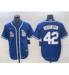 Men Los Angeles Dodgers 42 Jackie Robinson BLUE Cool Base Stitched Baseball Jersey