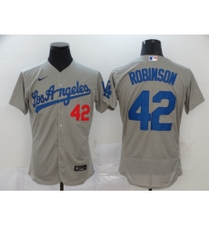 Men Los Angeles Dodgers #42 Jackie Robinson Gray Stitched Flex Base Jersey