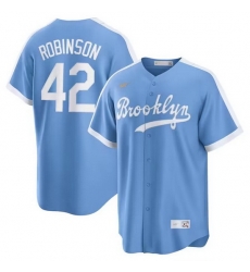 Men Los Angeles Dodgers 42 Jackie Robinson Light Blue Cool Base Stitched Baseball Jersey