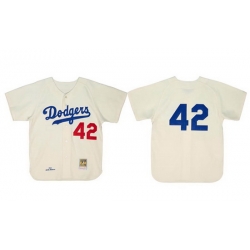 Men Los Angeles Dodgers 42 Jackie Robinson White 1955 Home Stitched Baseball Jersey