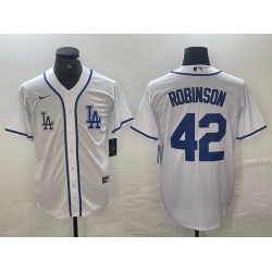 Men Los Angeles Dodgers 42 Jackie Robinson White  Cool Base Stitched Baseball Jersey