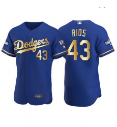 Men Los Angeles Dodgers 43 Edwin Rios Men Nike Authentic 2021 Gold Program World Series Champions MLB Jersey Royal