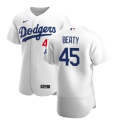 Men Los Angeles Dodgers 45 Matt Beaty Men Nike White Home 2020 Flex Base Player MLB Jersey