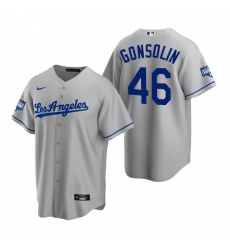 Men Los Angeles Dodgers 46 Tony Gonsolin Gray 2020 World Series Champions Road Replica Jersey