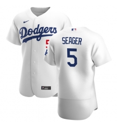Men Los Angeles Dodgers 5 Corey Seager Men Nike White Home 2020 Flex Base Player MLB Jersey