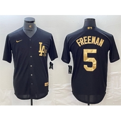 Men Los Angeles Dodgers 5 Freddie Freeman Black Cool Base Stitched Baseball Jersey
