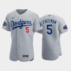 Men Los Angeles Dodgers 5 Freddie Freeman Grey 2022 23 All Star Game Flex Base Stitched Baseball Jersey