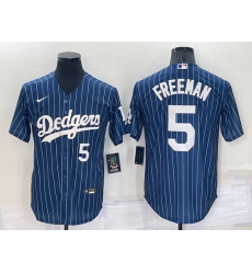 Men Los Angeles Dodgers 5 Freddie Freeman Navy Cool Base Stitched Jerseyy