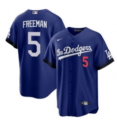 Men Los Angeles Dodgers 5 Freddie Freeman Royal City Connect Cool Base Stitched Baseball jersey