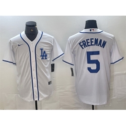 Men Los Angeles Dodgers 5 Freddie Freeman White Cool Base Stitched Baseball Jersey