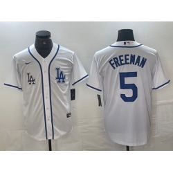 Men Los Angeles Dodgers 5 Freddie Freeman White Cool Base Stitched Baseball Jersey