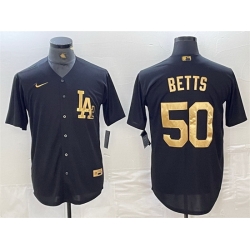 Men Los Angeles Dodgers 50 Mookie Betts Black Cool Base Stitched Baseball Jersey