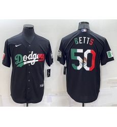 Men Los Angeles Dodgers 50 Mookie Betts Black Mexico Cool Base Stitched Baseball Jersey