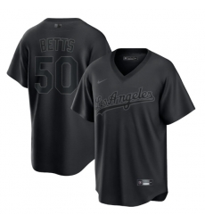 Men Los Angeles Dodgers 50 Mookie Betts Black Pitch Black Fashion Replica Stitched Jersey