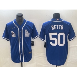 Men Los Angeles Dodgers 50 Mookie Betts Blue Cool Base Stitched Baseball Jersey