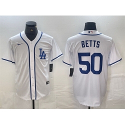 Men Los Angeles Dodgers 50 Mookie Betts White Cool Base Stitched Baseball Jersey