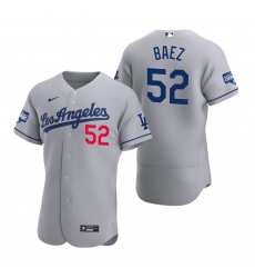 Men Los Angeles Dodgers 52 Pedro Baez Gray 2020 World Series Champions Flexbase Jersey