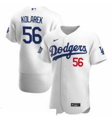 Men Los Angeles Dodgers 56 Adam Kolarek Men Nike White Home 2020 World Series Bound Flex Base Player MLB Jersey