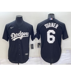 Men Los Angeles Dodgers 6 Trea Turner Black Cool Base Stitched Baseball Jerseyy
