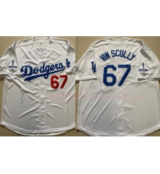 Men Los Angeles Dodgers 67 Vin Scully White Throwback 1950 2016 Jersey