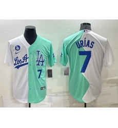 Men Los Angeles Dodgers 7 Julio Ur EDas 2022 All Star White Green Cool Base Stitched Baseball Jerseys