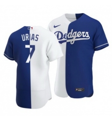 Men Los Angeles Dodgers 7 Julio Urias Split White Blue Two Tone Jersey