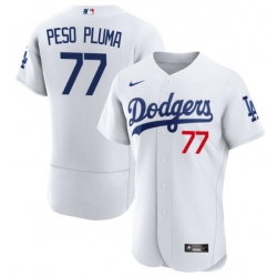 Men Los Angeles Dodgers 77 Peso Pluma White Flex Base Stitched Baseball Jersey