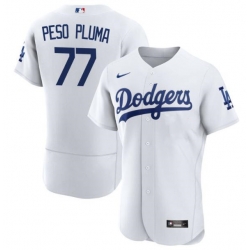Men Los Angeles Dodgers 77 Peso Pluma White Flex Base Stitched Baseball JerseyS