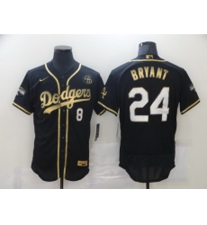 Men Los Angeles Dodgers 8 24 Kobe Bryant Black Gold Stitched MLB Flex Base Nike Jersey