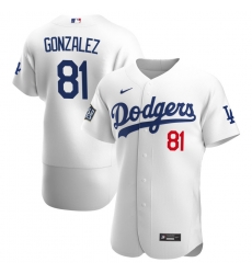 Men Los Angeles Dodgers 81 Victor Gonzalez Men Nike White Home 2020 World Series Bound Flex Base Player MLB Jersey