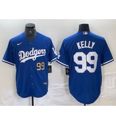 Men Los Angeles Dodgers 99 Joe Kelly Blue City Connect Cool Base Stitched Baseball Jersey 4