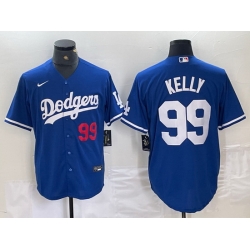 Men Los Angeles Dodgers 99 Joe Kelly Blue City Connect Cool Base Stitched Baseball Jersey 7