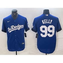 Men Los Angeles Dodgers 99 Joe Kelly Blue City Connect Cool Base Stitched Baseball Jersey