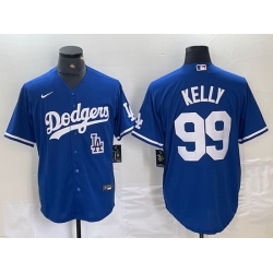 Men Los Angeles Dodgers 99 Joe Kelly Blue City Connect Cool Base Stitched Baseball Jersey 9