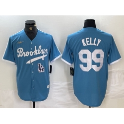 Men Los Angeles Dodgers 99 Joe Kelly Light Blue Throwback Cool Base Stitched Baseball Jerseys