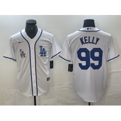 Men Los Angeles Dodgers 99 Joe Kelly White City Connect Cool Base Stitched Baseball Jersey 1