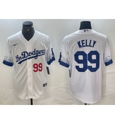 Men Los Angeles Dodgers 99 Joe Kelly White City Connect Cool Base Stitched Baseball Jersey 2