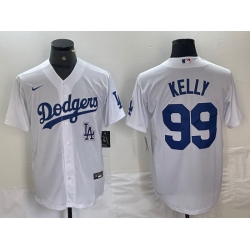 Men Los Angeles Dodgers 99 Joe Kelly White Cool Base Stitched Baseball Jersey 6