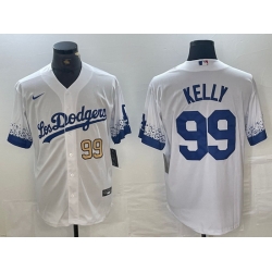 Men Los Angeles Dodgers 99 Joe Kelly White Cool Base Stitched Baseball Jersey 7